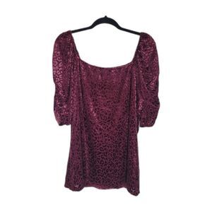 Siren Lily Burgundy Leopard Animal Print Top